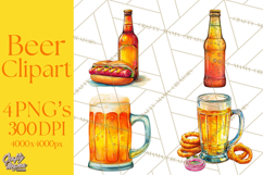 Beer Watercolor Clipart, Beer PNG, Beer Mug, Beer Bottle Product Image 1