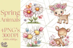 Spring Woodland Critter Clipart PNG, Spring Png Product Image 1