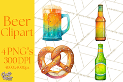 Beer Watercolor Clipart, Beer PNG, Beer Mug, Beer Bottle Product Image 1