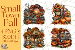 Small Town Fall Clipart Vintage Country Autumn PNG Product Image 1