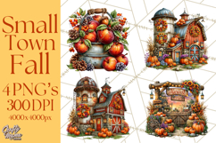 Small Town Fall Clipart Vintage Country Autumn PNG Product Image 1