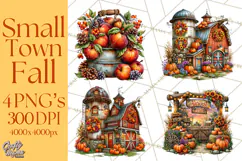 Small Town Fall Clipart Vintage Country Autumn PNG Product Image 1