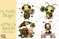 Cute St Patricks Day Bugs Clipart, St. Paddy Png Files Product Image 1