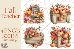 Fall Teacher School Supplies Clipart PNG Product Image 1