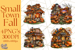 Small Town Fall Clipart Vintage Country Autumn PNG Product Image 1