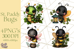 Cute St Patricks Day Bugs Clipart, St. Paddy Png Files Product Image 1