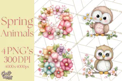 Spring Woodland Critter Clipart PNG, Spring Png Product Image 1
