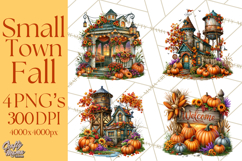 Small Town Fall Clipart Vintage Country Autumn PNG Product Image 1