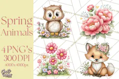 Spring Woodland Critter Clipart PNG, Spring Png Product Image 1