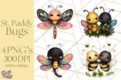 Cute St Patricks Day Bugs Clipart, St. Paddy Png Files Product Image 1