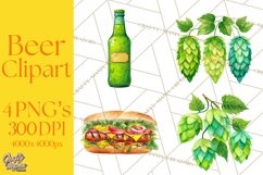 Beer Watercolor Clipart, Beer PNG, Beer Mug, Beer Bottle Product Image 1