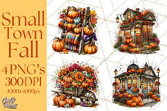 Small Town Fall Clipart Vintage Country Autumn PNG Product Image 1