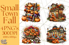 Small Town Fall Clipart Vintage Country Autumn PNG Product Image 1