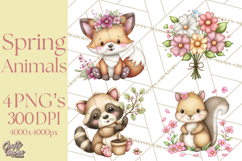 Spring Woodland Critter Clipart PNG, Spring Png Product Image 1