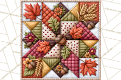 Fall Quilt Square Pattern PNG Designs Product Image 4
