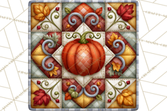 Fall Quilt Square Pattern PNG Designs Product Image 3