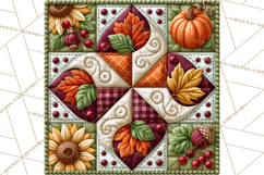 Fall Quilt Square Pattern PNG Designs Product Image 4