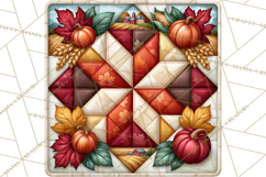Fall Quilt Square Pattern PNG Designs Product Image 3
