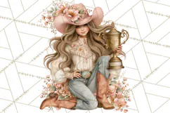 Pink Rodeo Western Clipart PNG, Rustic Cowgirl Product Image 3