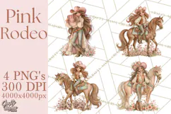 Pink Rodeo Western Clipart PNG, Rustic Cowgirl Product Image 1
