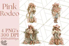 Pink Rodeo Western Clipart PNG, Rustic Cowgirl Product Image 1
