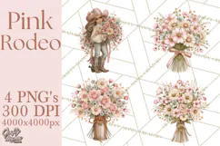 Pink Rodeo Western Clipart PNG, Rustic Cowgirl Product Image 1