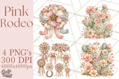 Pink Rodeo Western Clipart PNG, Rustic Cowgirl Product Image 1