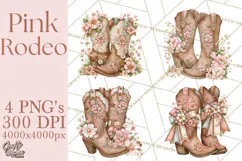 Pink Rodeo Western Clipart PNG, Rustic Cowgirl Product Image 1