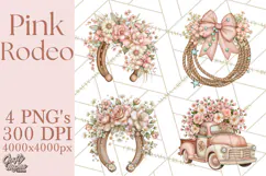 Pink Rodeo Western Clipart PNG, Rustic Cowgirl Product Image 1