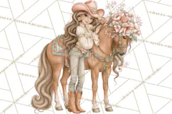 Pink Rodeo Western Clipart PNG, Rustic Cowgirl Product Image 2