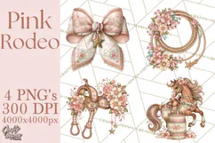 Pink Rodeo Western Clipart PNG, Rustic Cowgirl Product Image 1