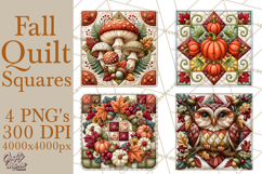 Fall Quilt Square Pattern PNG Designs Product Image 1