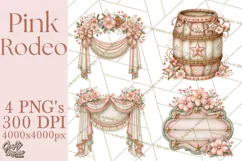 Pink Rodeo Western Clipart PNG, Rustic Cowgirl Product Image 1