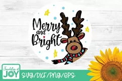 Merry and Bright svg, Christmas Door sign svg, Rudolph svg Product Image 1
