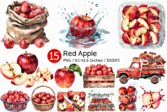 Watercolor Red Apple | Fruit Sweet Juicy Summer Fresh PNG Product Image 1