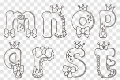 Cute Princess Font | Outline Coloring Page SVG Line Clip Art Product Image 8