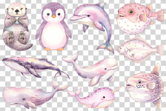Aquatic Cuties Sea Animal | Watercolor Mermaid Pink PNG Product Image 8