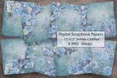 Floral Scrapbooking Paper | Blue Roses Background Product Image 1