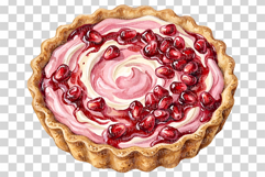 Pomegranate Dessert | Watercolor Clip Art PNG Fruit Cake Product Image 8