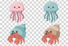 Cute Sea Animal | Clip art PNG Vector Ocean Turtle Whale eps Product Image 8