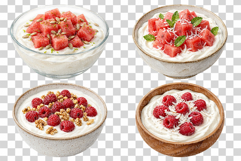 Yogurt Bowl | Watercolor Clipart PNG Fruit Granola Mango nut Product Image 8