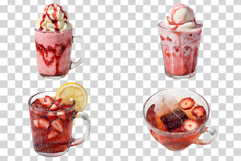 Strawberry Drink | Watercolor Fruit Summer Smoothie Tea Cafe Product Image 8