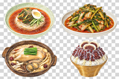 Korean Summer Health Food | Watercolor Cuisine Clipart PNG Product Image 8