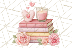 Valentine Book Nook Clipart, Mini Library Valentine Art Product Image 2