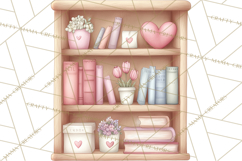 Valentine Book Nook Clipart, Mini Library Valentine Art Product Image 2