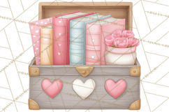 Valentine Book Nook Clipart, Mini Library Valentine Art Product Image 3