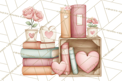 Valentine Book Nook Clipart, Mini Library Valentine Art Product Image 5