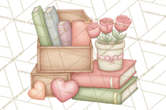 Valentine Book Nook Clipart, Mini Library Valentine Art Product Image 3