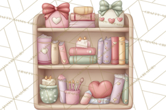 Valentine Book Nook Clipart, Mini Library Valentine Art Product Image 2