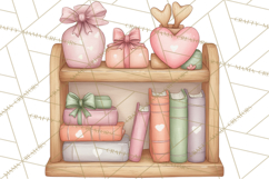 Valentine Book Nook Clipart, Mini Library Valentine Art Product Image 3